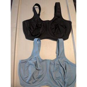 Wacoal Simone Black Blue Full Coverage Underwire Sports Bra Lot Size 36G